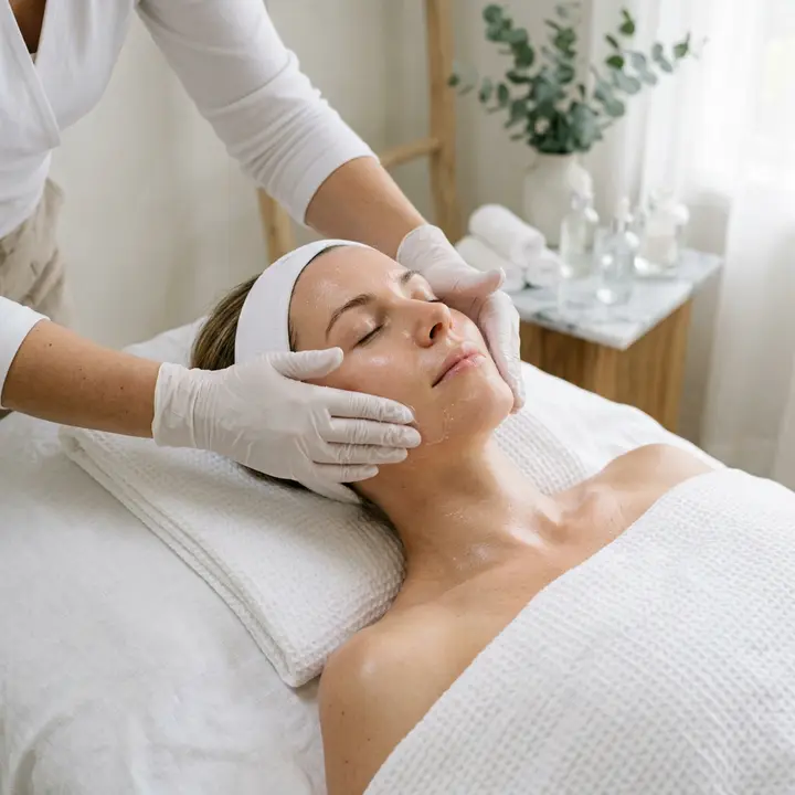 Serum massage during a hydrating facial