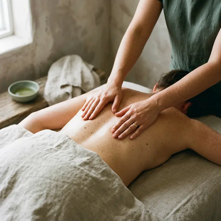 Deep tissue pressure applied along the back