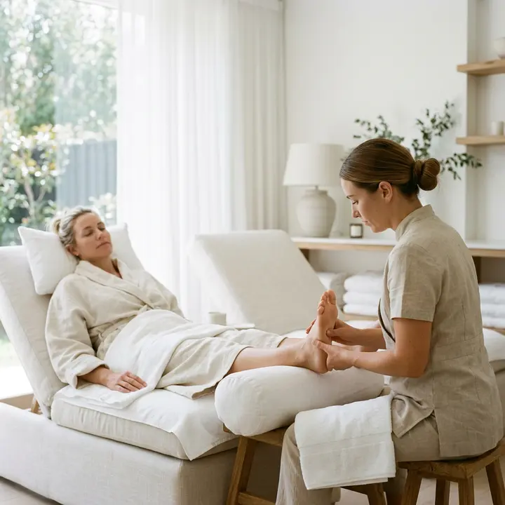 Reflexology lounge chairs set for a session