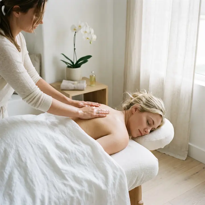 Swedish massage in soft window light