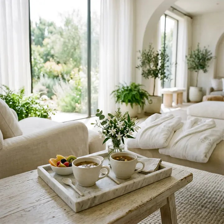 Spa lounge with daylight and tea service